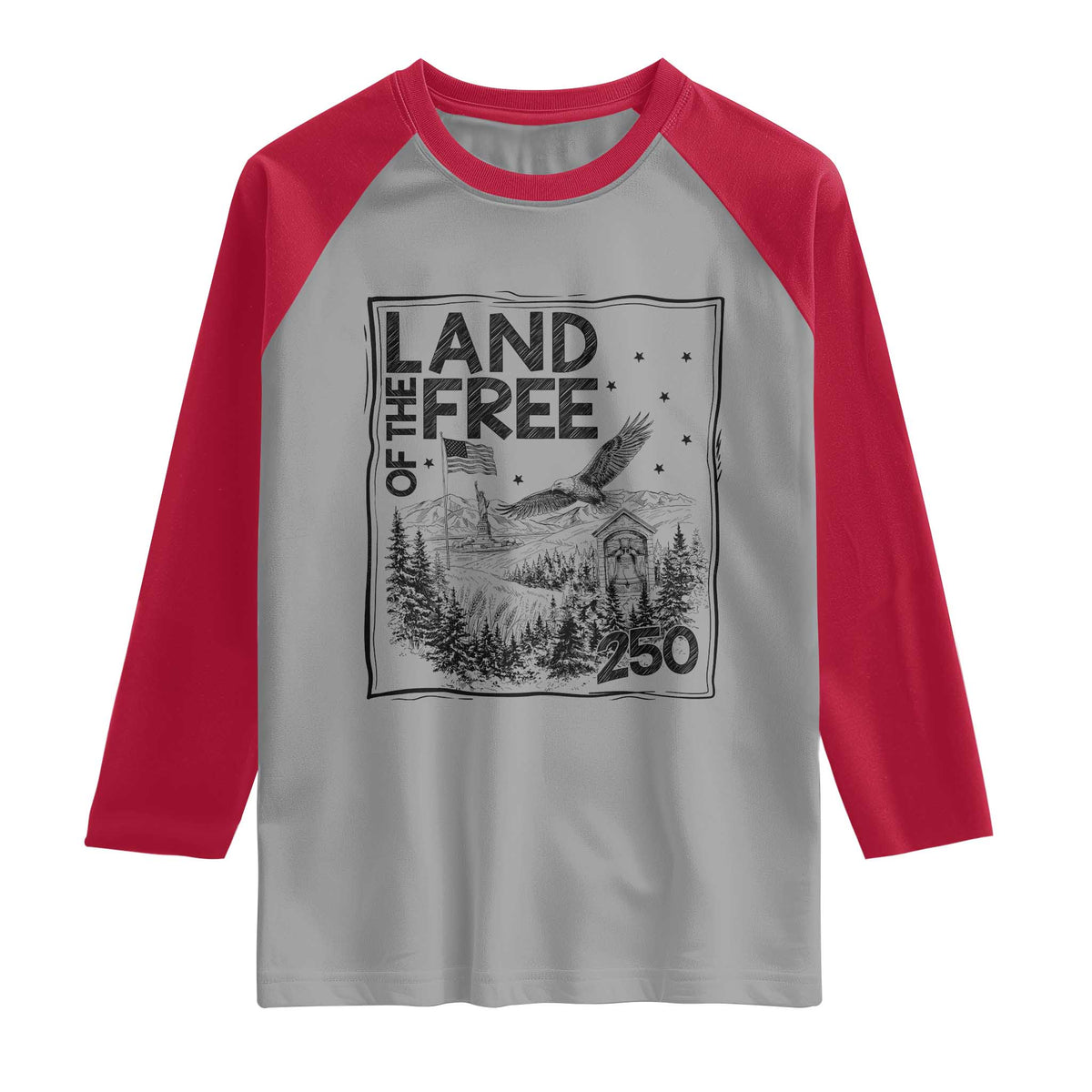 Vintage USA 250 Patriotic Pride Raglan Shirt Land Of The Free