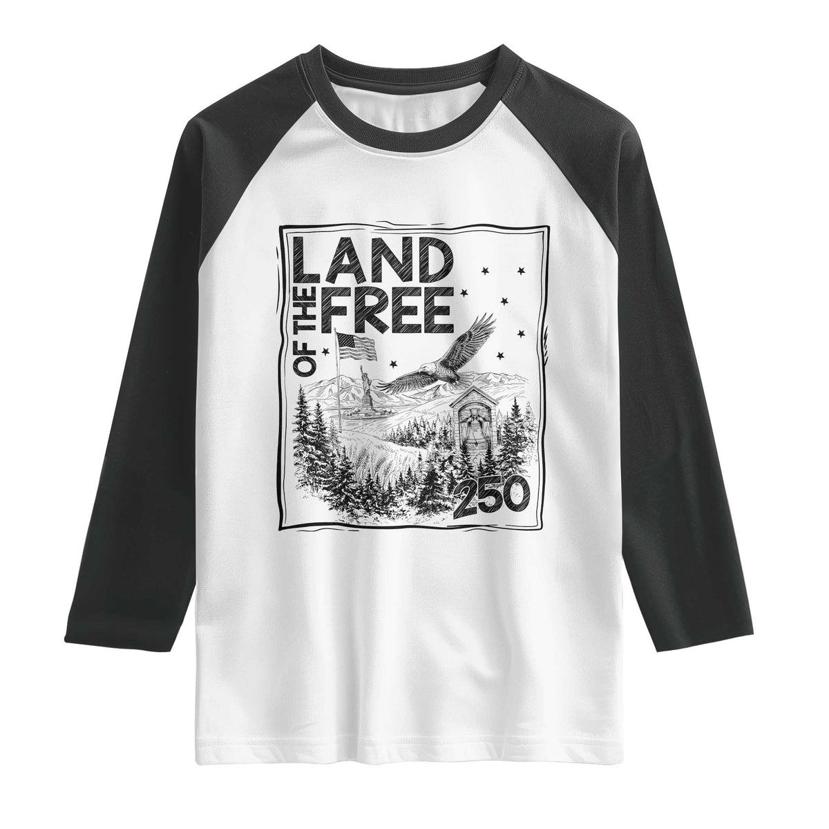 Vintage USA 250 Patriotic Pride Raglan Shirt Land Of The Free