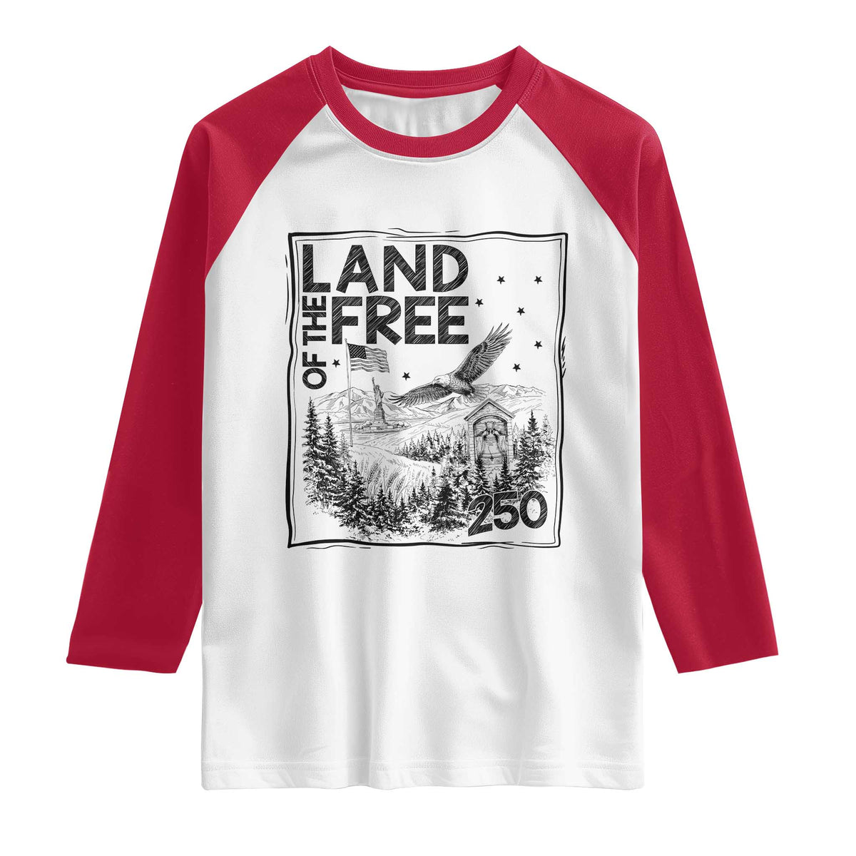 Vintage USA 250 Patriotic Pride Raglan Shirt Land Of The Free