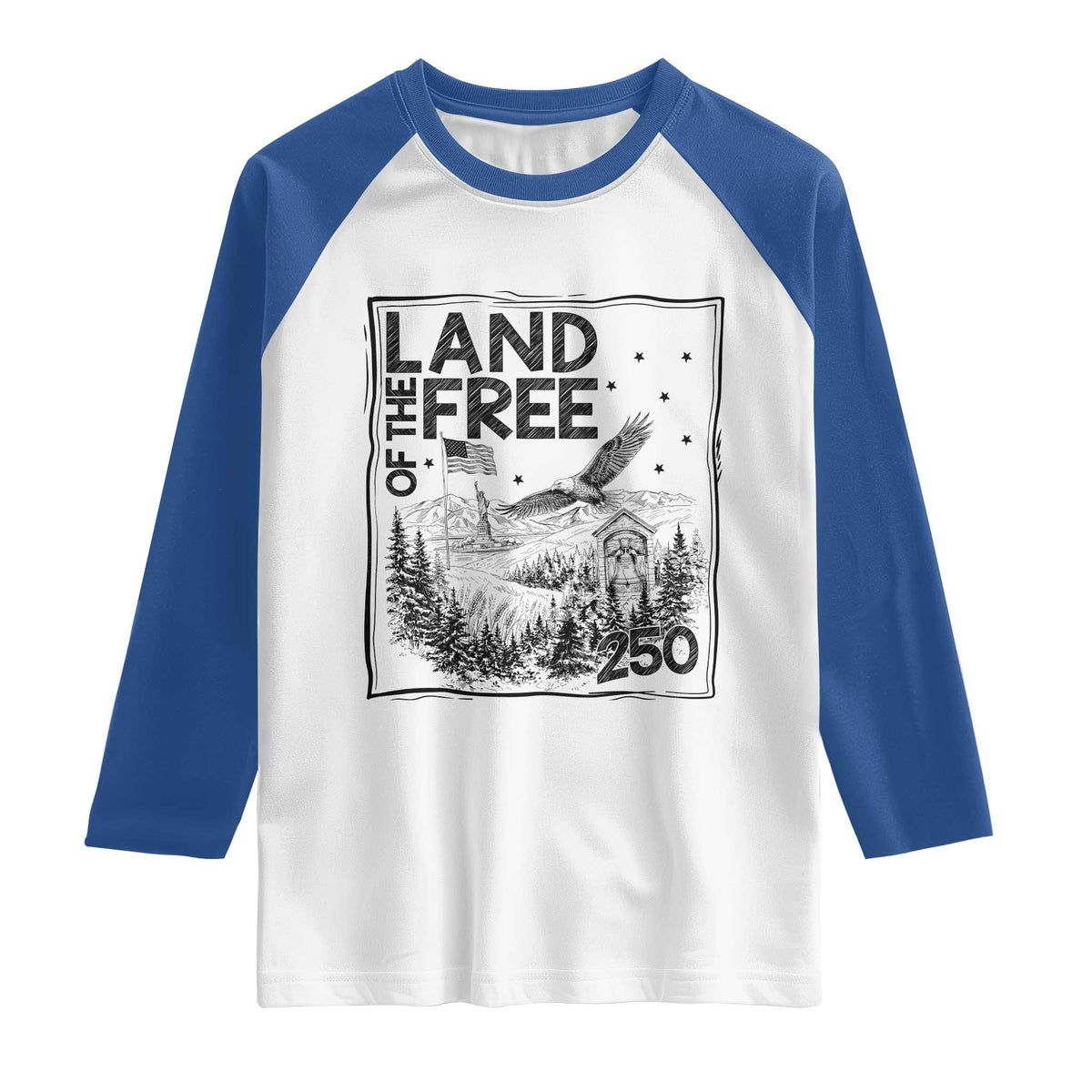 Vintage USA 250 Patriotic Pride Raglan Shirt Land Of The Free