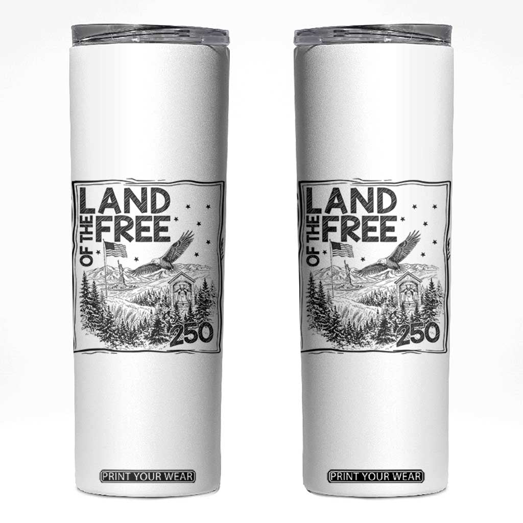 Vintage USA 250 Patriotic Pride Skinny Tumbler Land Of The Free TS12 White Print Your Wear