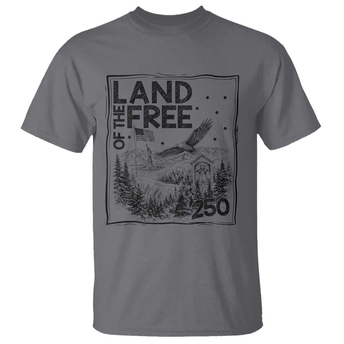 Vintage USA 250 Patriotic Pride T Shirt Land Of The Free TS12 Charcoal Print Your Wear