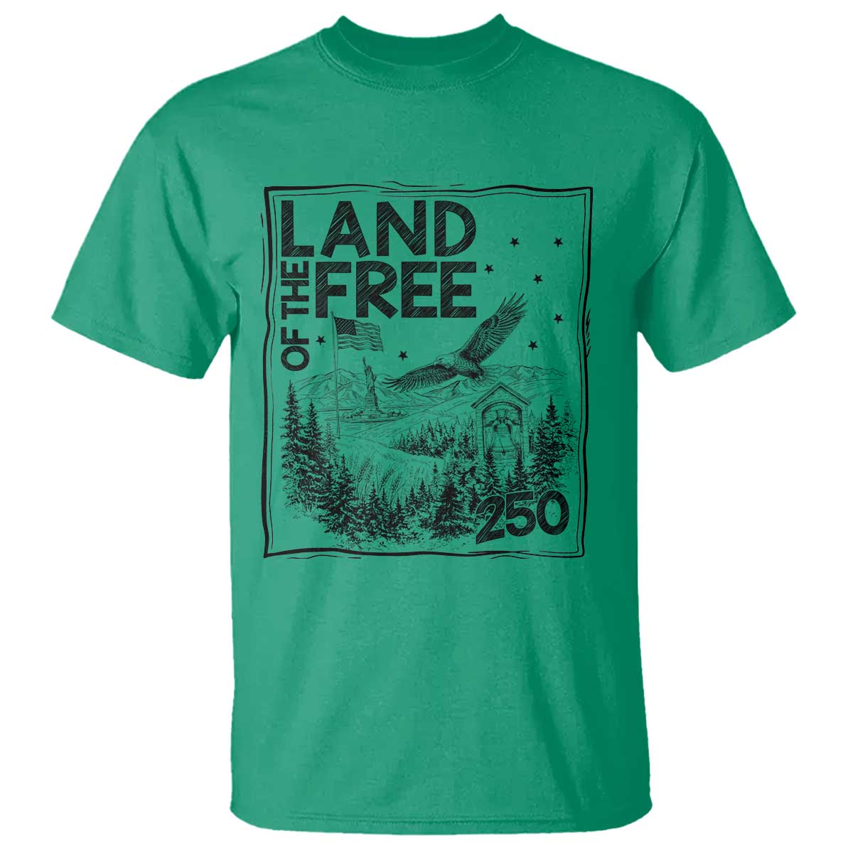 Vintage USA 250 Patriotic Pride T Shirt Land Of The Free TS12 Irish Green Print Your Wear