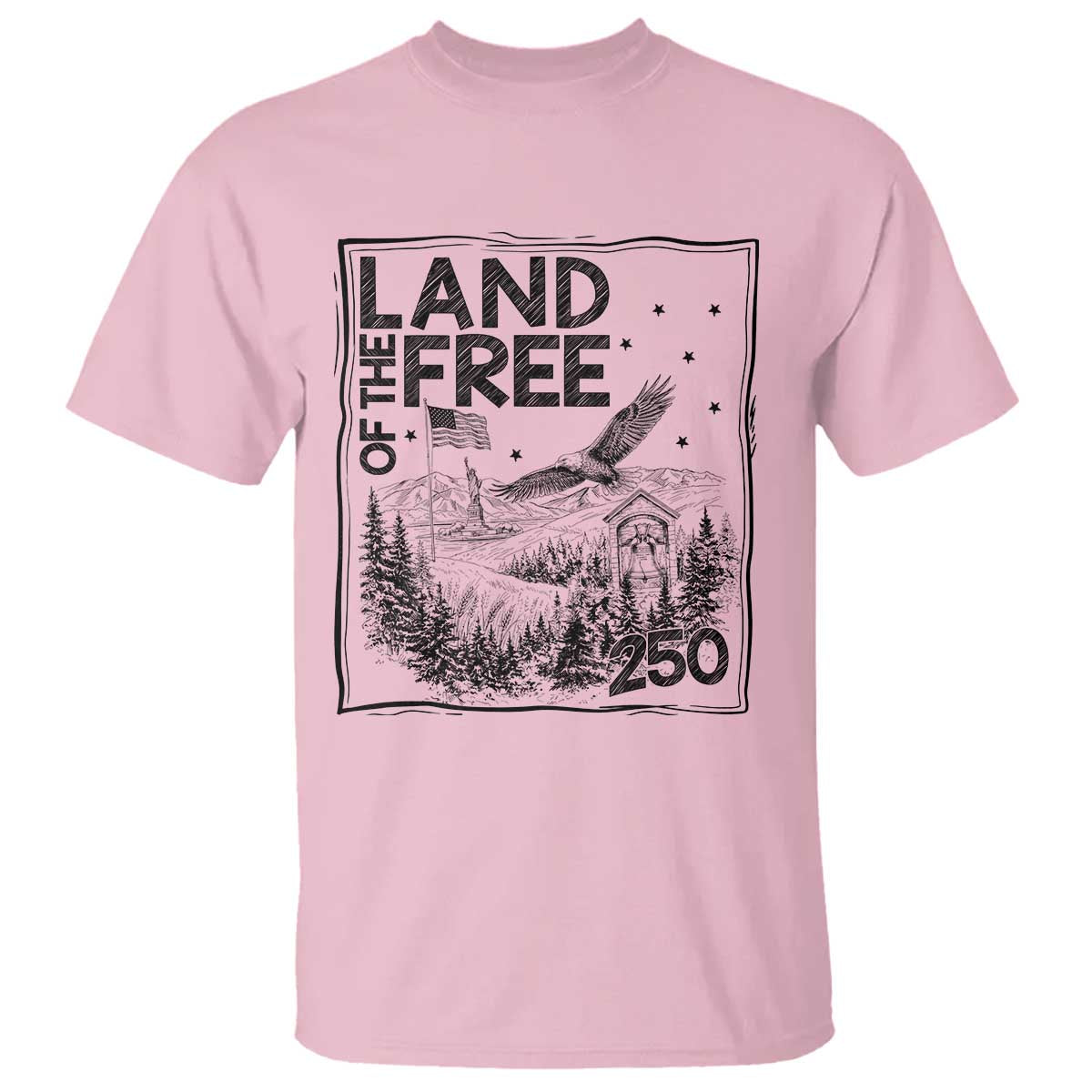 Vintage USA 250 Patriotic Pride T Shirt Land Of The Free TS12 Light Pink Print Your Wear