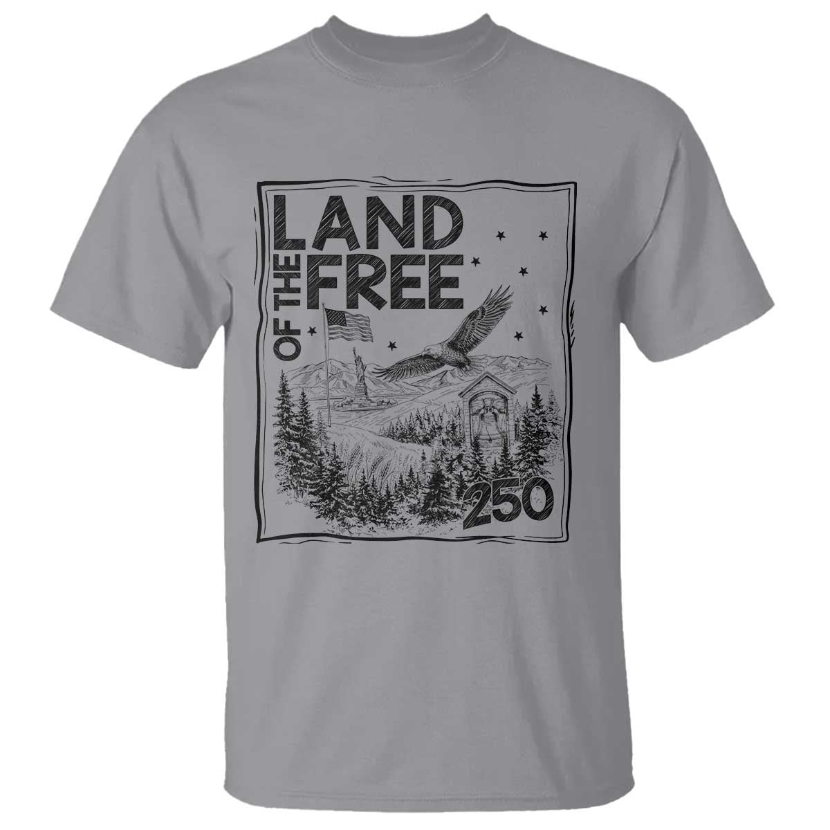 Vintage USA 250 Patriotic Pride T Shirt Land Of The Free TS12 Sport Gray Print Your Wear