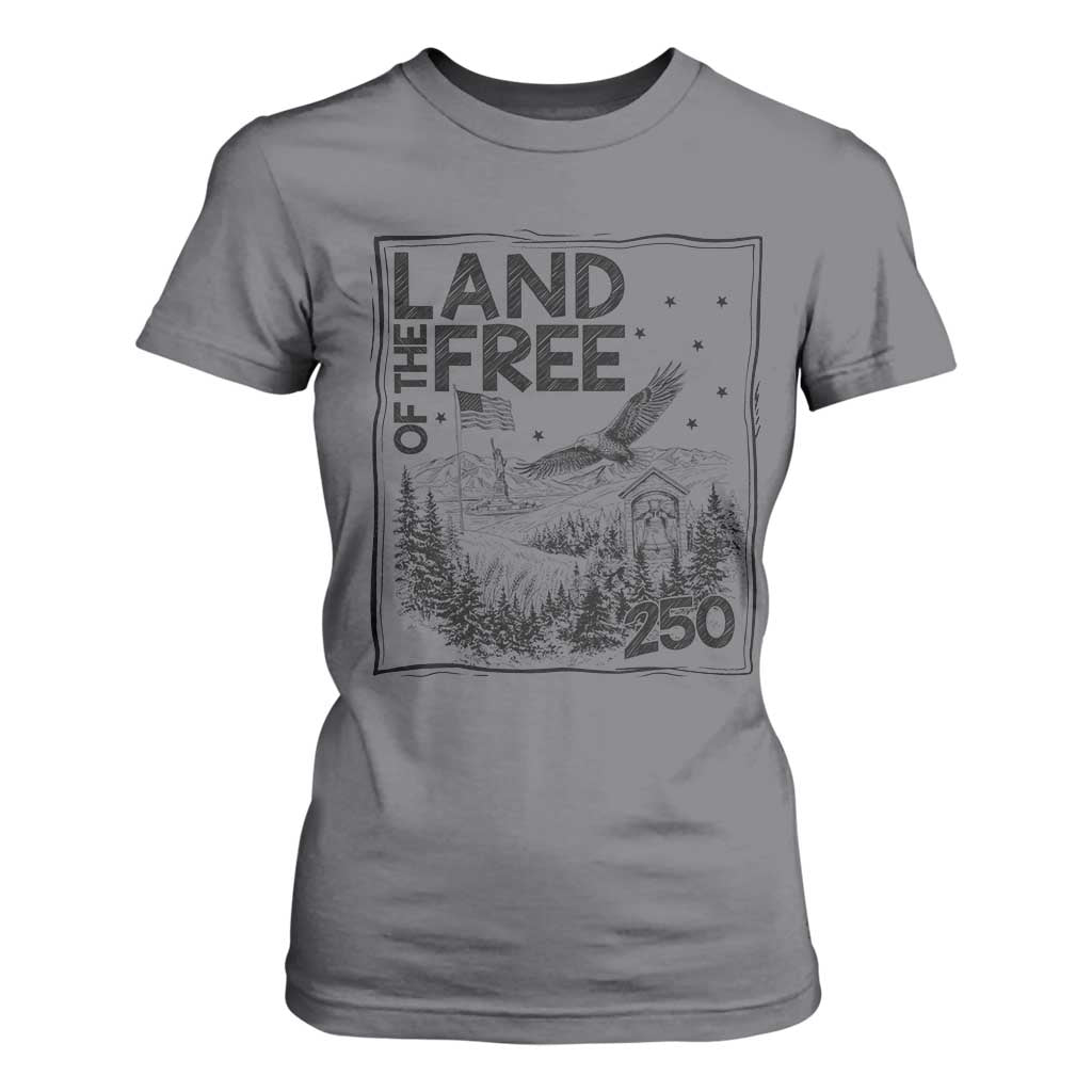 Vintage USA 250 Patriotic Pride T Shirt For Women Land Of The Free TS12 Charcoal Print Your Wear