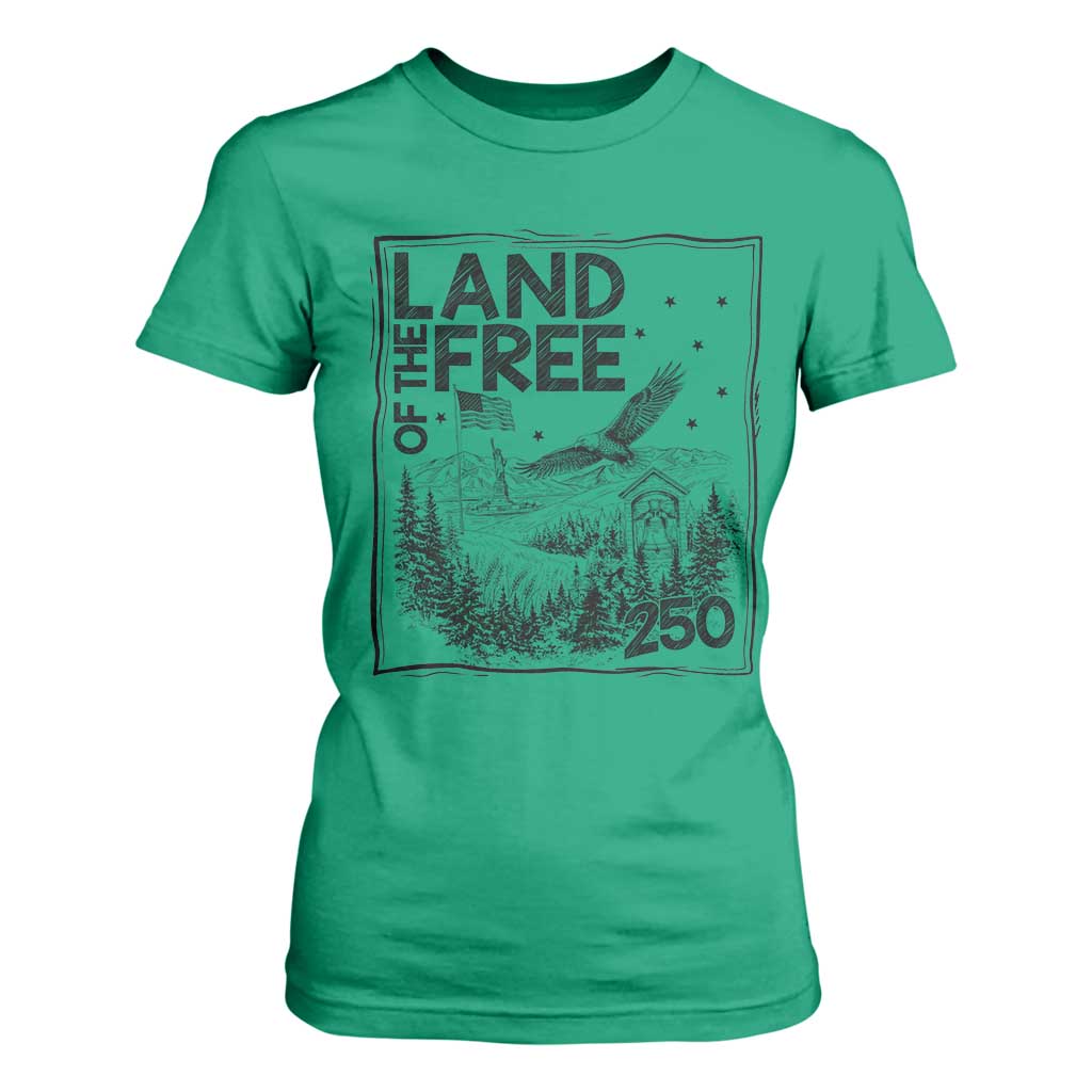 Vintage USA 250 Patriotic Pride T Shirt For Women Land Of The Free TS12 Irish Green Print Your Wear
