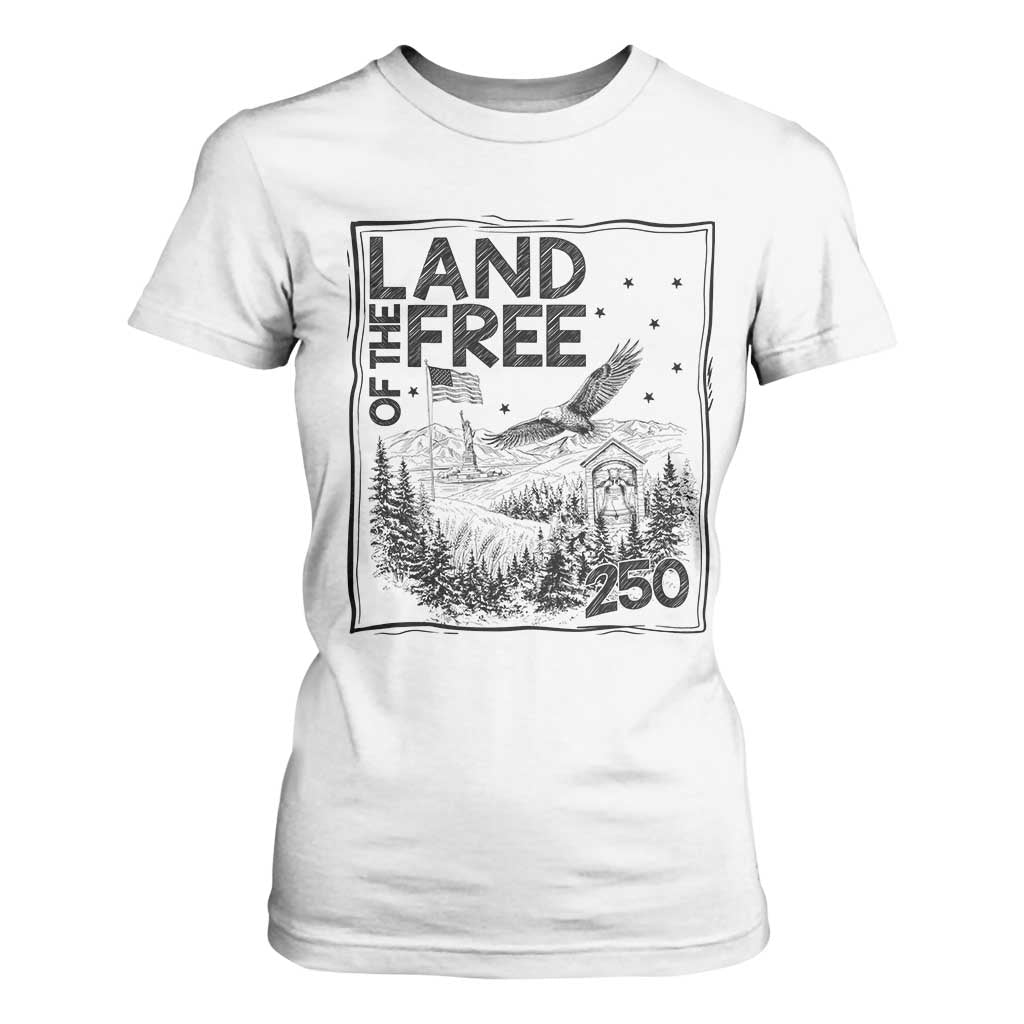 Vintage USA 250 Patriotic Pride T Shirt For Women Land Of The Free TS12 White Print Your Wear