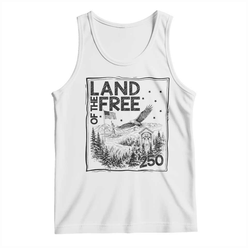 Vintage USA 250 Patriotic Pride Tank Top Land Of The Free TS12 White Print Your Wear