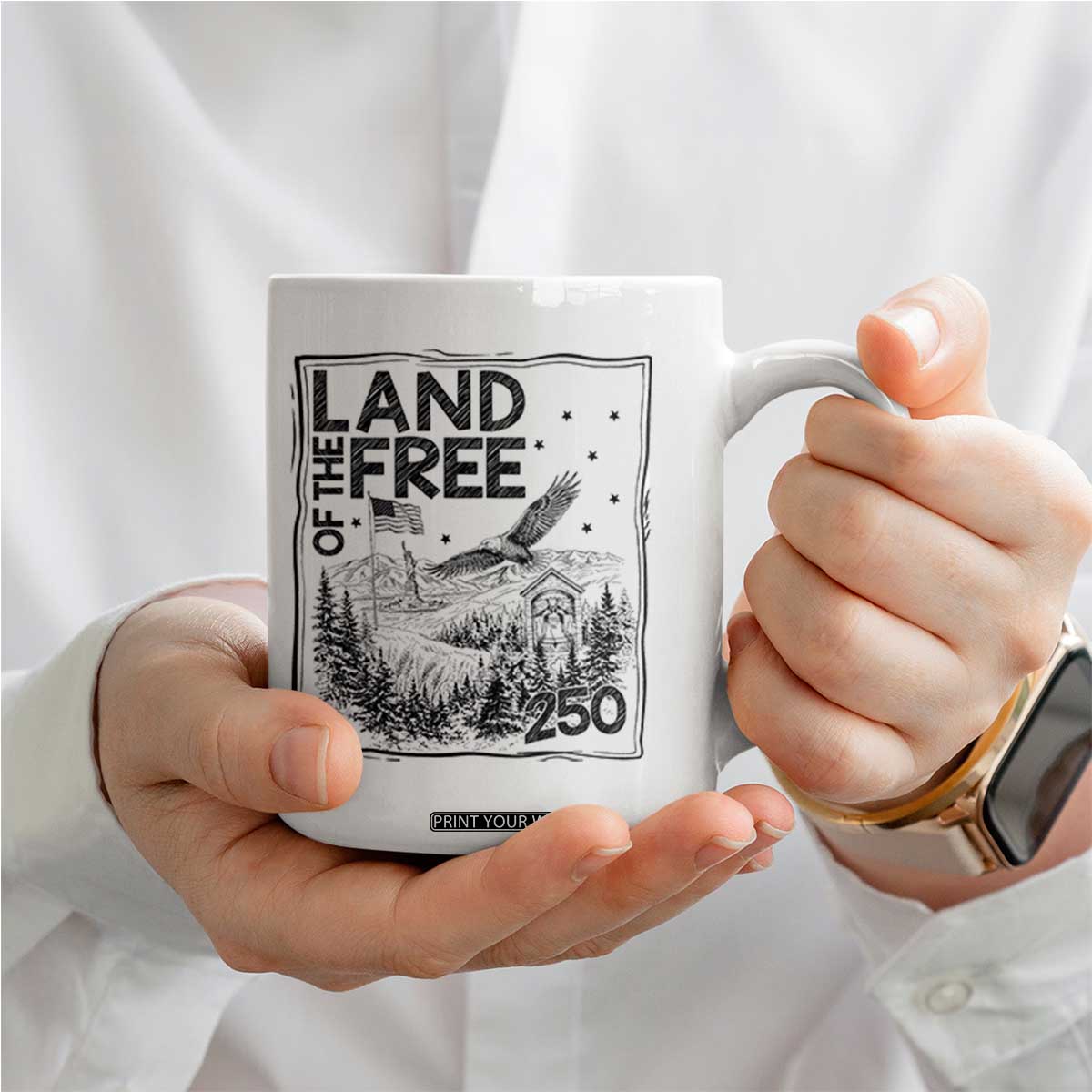 Vintage USA 250 Patriotic Pride Coffee Mug Land Of The Free