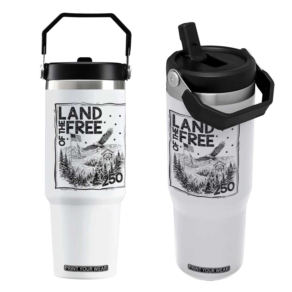 Vintage USA 250 Patriotic Pride Flip Straw Tumbler Land Of The Free TS12 One Size: 30 oz White Print Your Wear