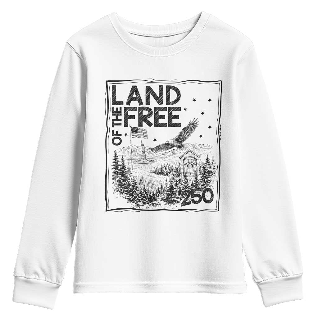 Vintage USA 250 Patriotic Pride Youth Sweatshirt Land Of The Free TS12 White Print Your Wear