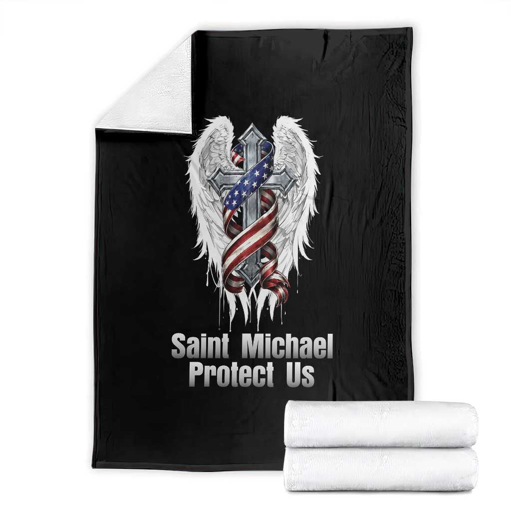 Saint Michael Protect Us American Christian Heritage Throw Blanket Catholic Faith Gift
