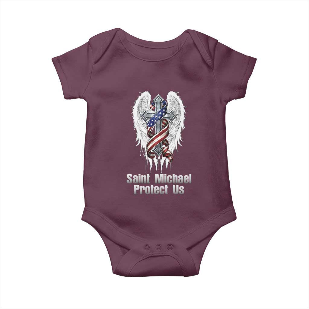 Saint Michael Protect Us American Christian Heritage Baby Onesie Catholic Faith Gift
