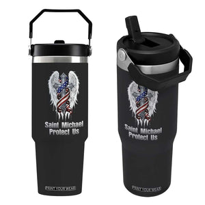 Saint Michael Protect Us American Christian Heritage Flip Straw Tumbler Catholic Faith Gift