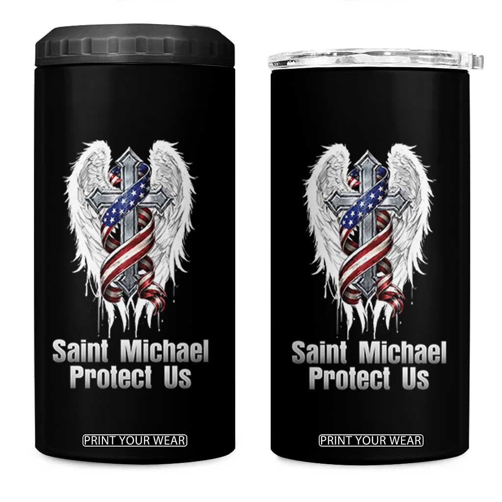 Saint Michael Protect Us American Christian Heritage 4 in 1 Can Cooler Tumbler Catholic Faith Gift