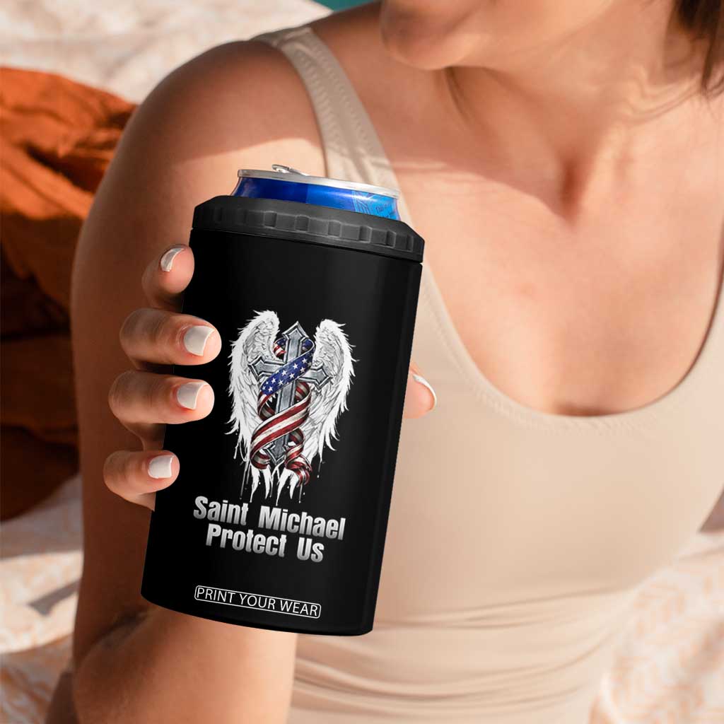 Saint Michael Protect Us American Christian Heritage 4 in 1 Can Cooler Tumbler Catholic Faith Gift