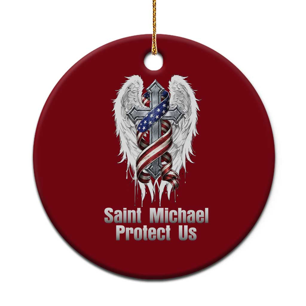 Saint Michael Protect Us American Christian Heritage Ceramic Ornament Catholic Faith Gift