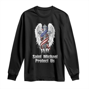 Saint Michael Protect Us American Christian Heritage Long Sleeve Shirt Catholic Faith Gift