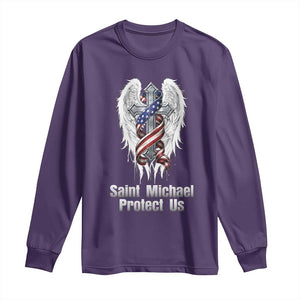 Saint Michael Protect Us American Christian Heritage Long Sleeve Shirt Catholic Faith Gift