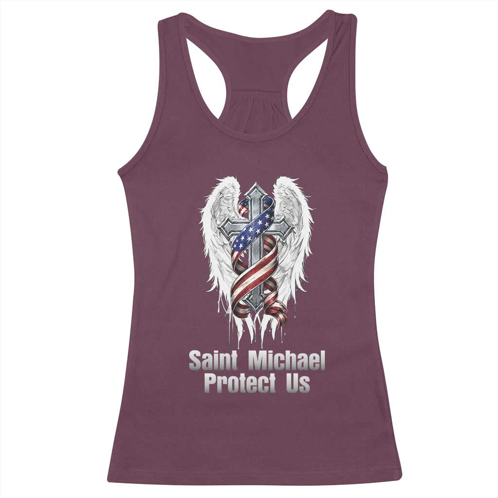 Saint Michael Protect Us American Christian Heritage Racerback Tank Top Catholic Faith Gift