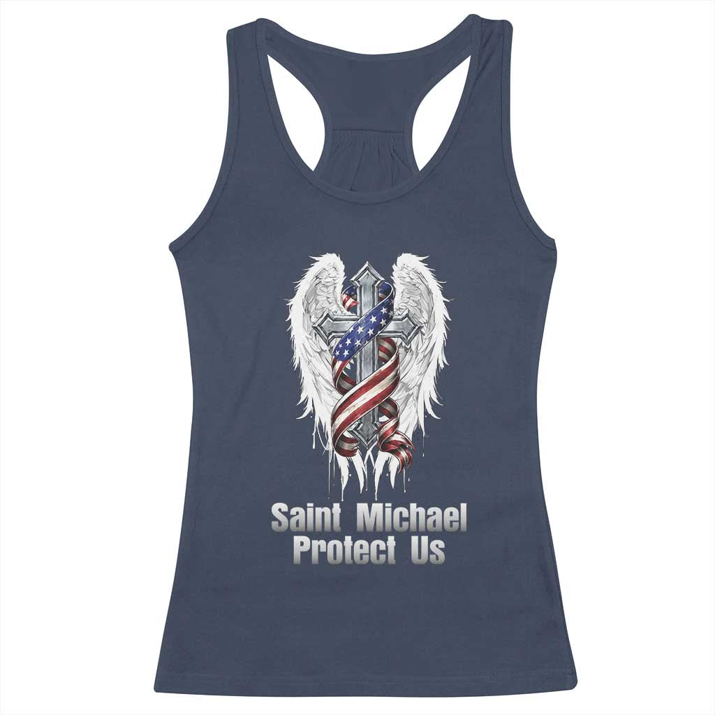 Saint Michael Protect Us American Christian Heritage Racerback Tank Top Catholic Faith Gift