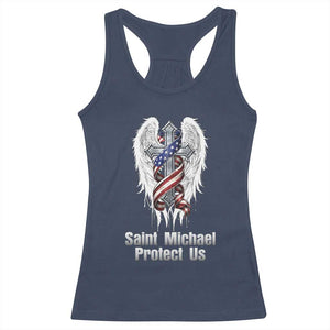 Saint Michael Protect Us American Christian Heritage Racerback Tank Top Catholic Faith Gift