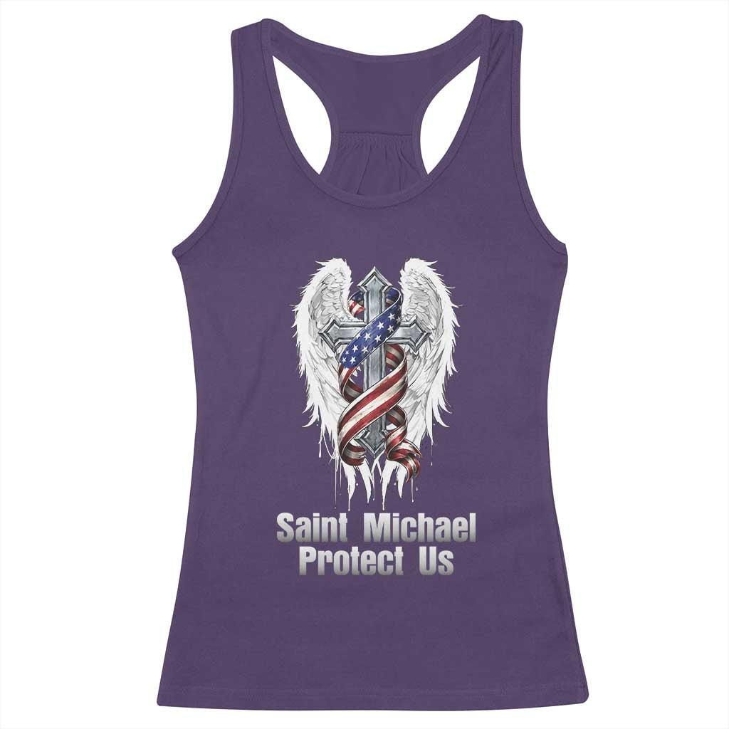 Saint Michael Protect Us American Christian Heritage Racerback Tank Top Catholic Faith Gift