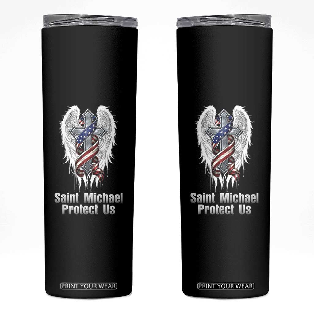 Saint Michael Protect Us American Christian Heritage Skinny Tumbler Catholic Faith Gift