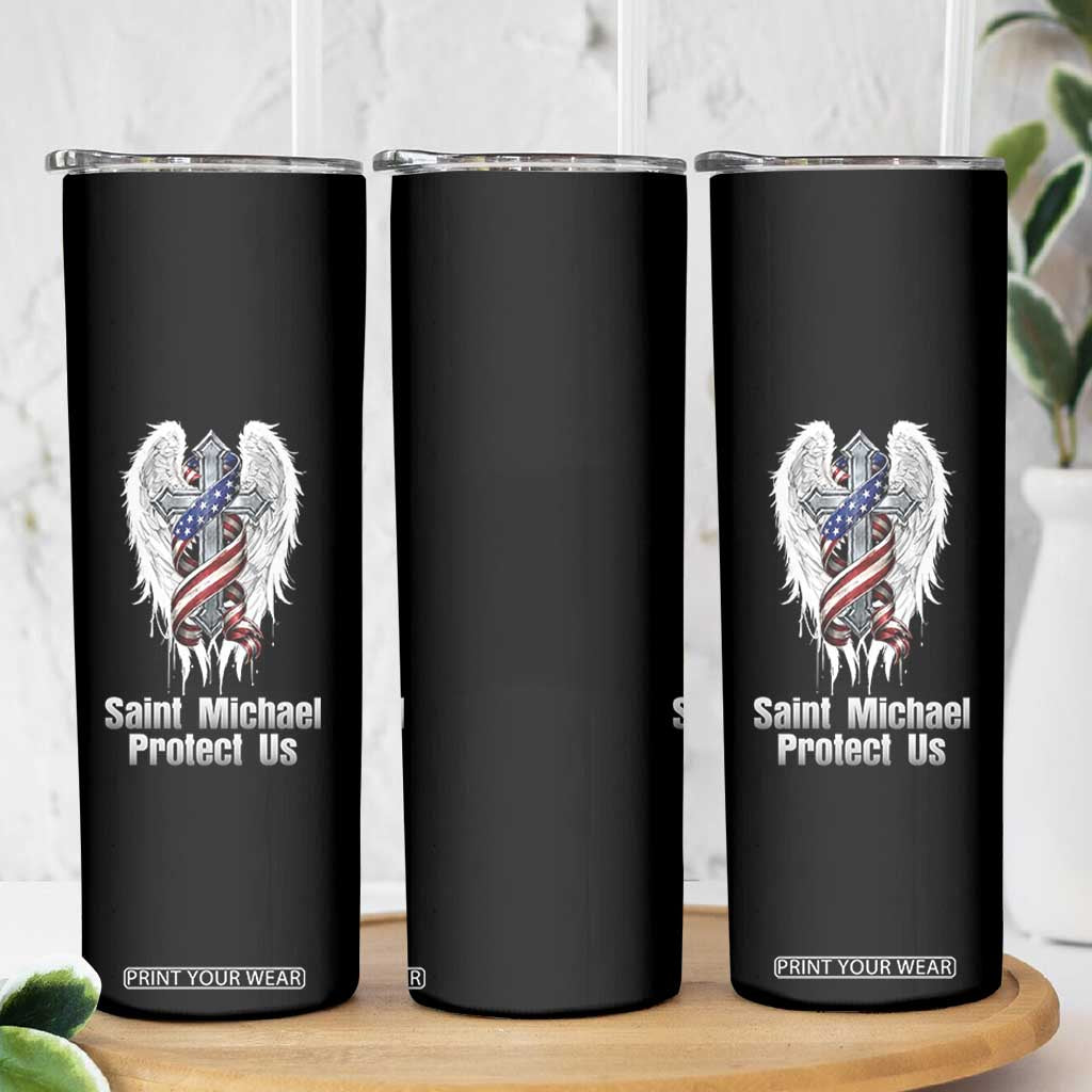 Saint Michael Protect Us American Christian Heritage Skinny Tumbler Catholic Faith Gift