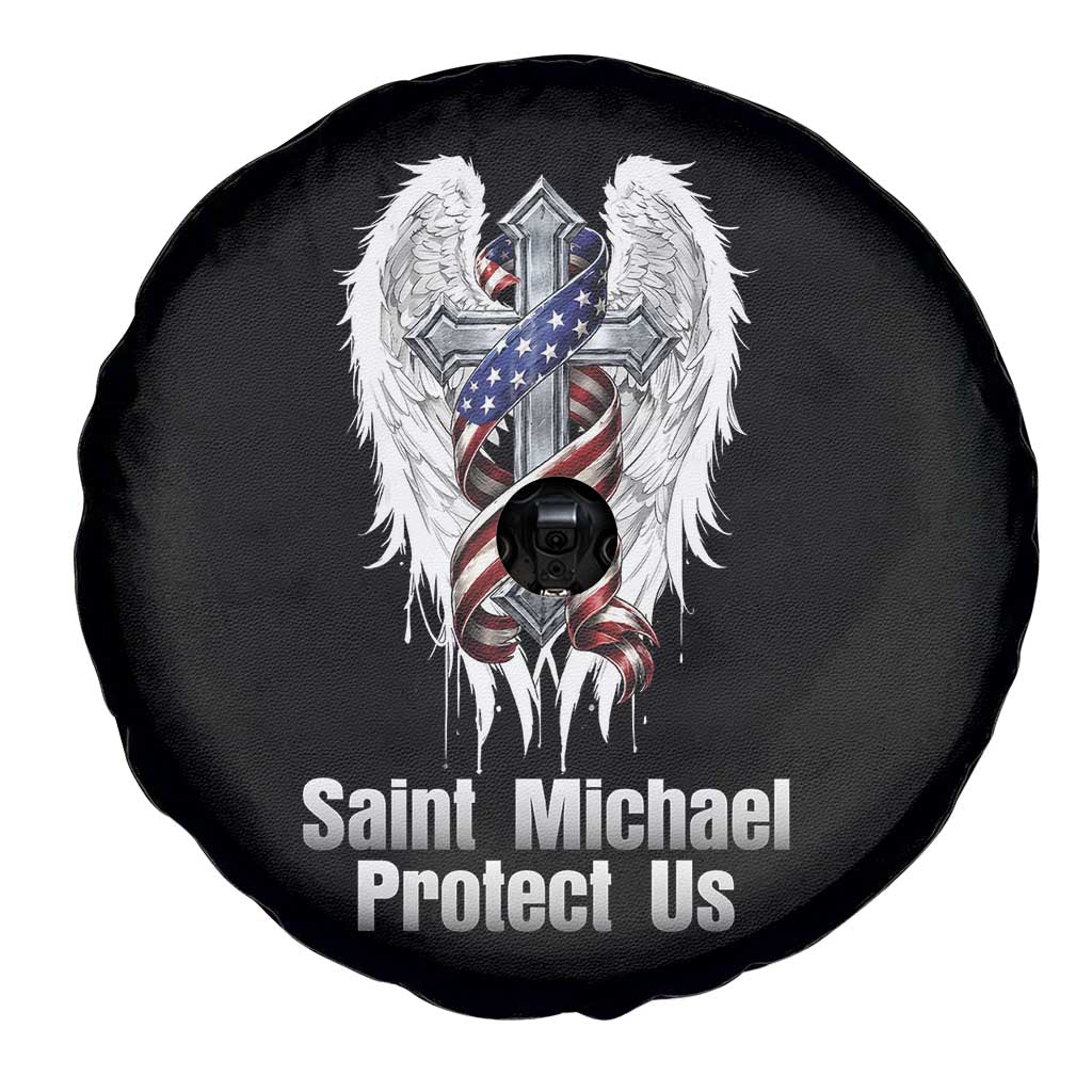 Saint Michael Protect Us American Christian Heritage Spare Tire Cover Catholic Faith Gift