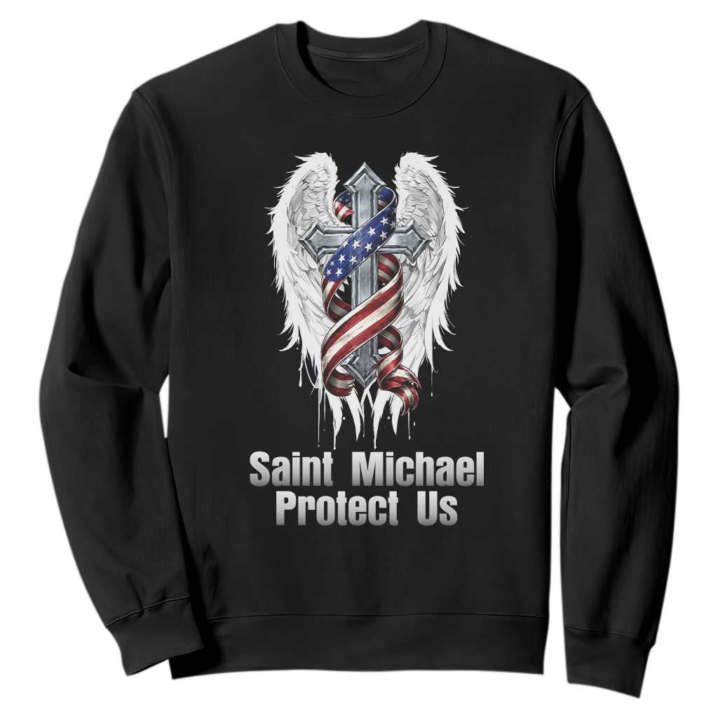 Saint Michael Protect Us American Christian Heritage Sweatshirt Catholic Faith Gift