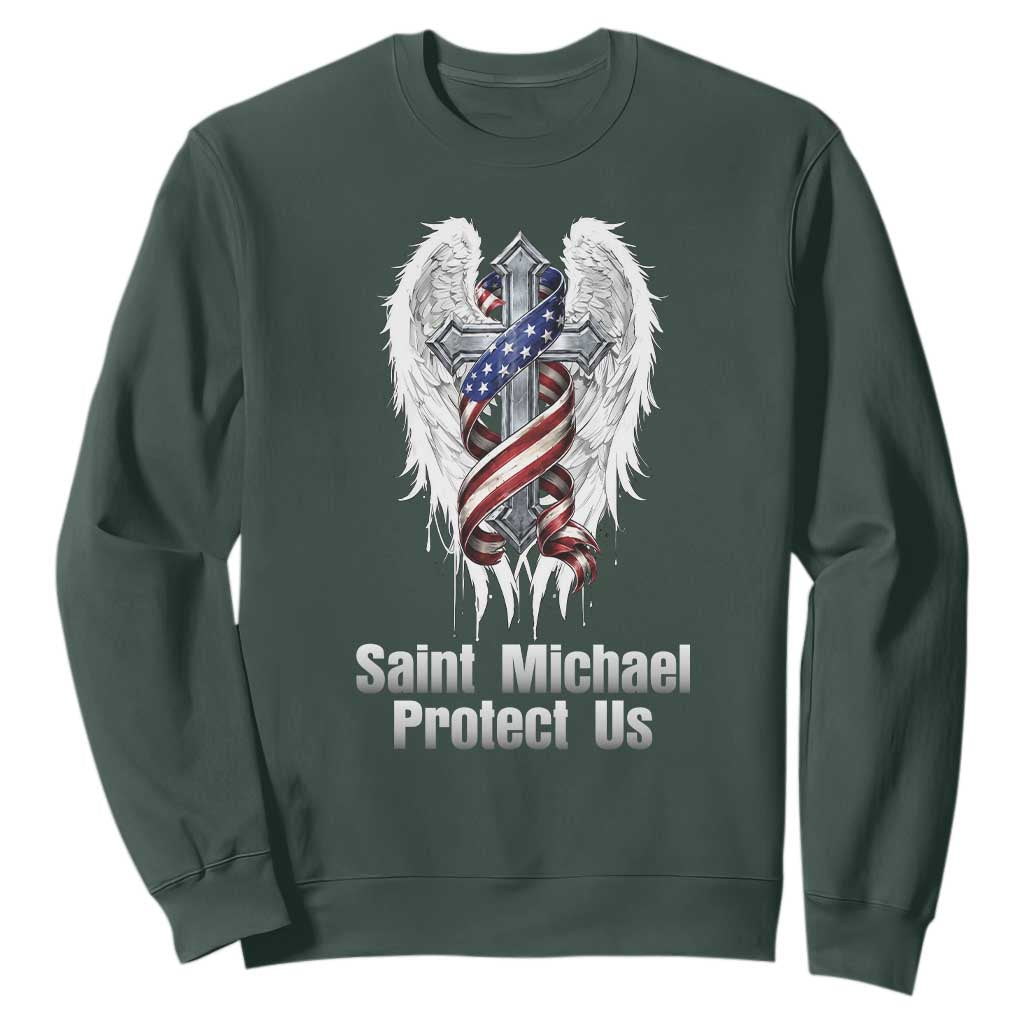 Saint Michael Protect Us American Christian Heritage Sweatshirt Catholic Faith Gift