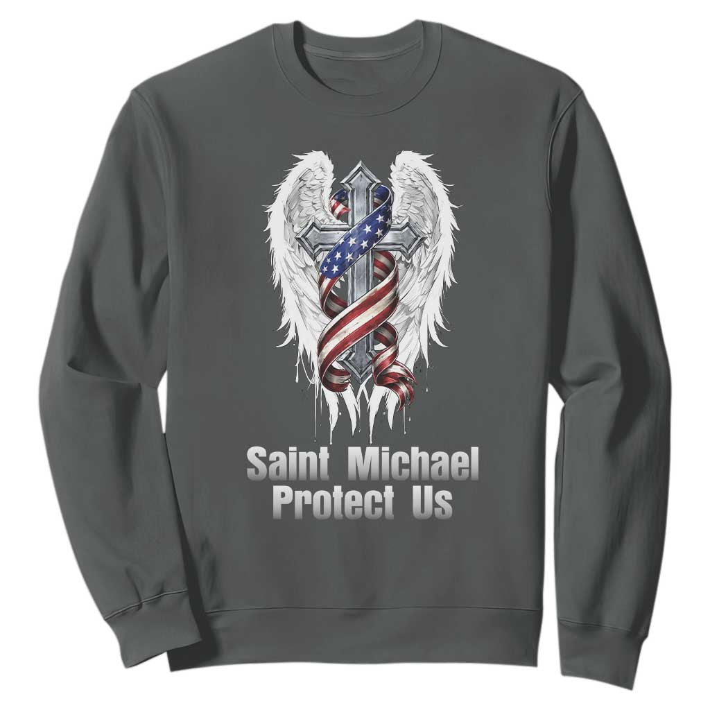 Saint Michael Protect Us American Christian Heritage Sweatshirt Catholic Faith Gift