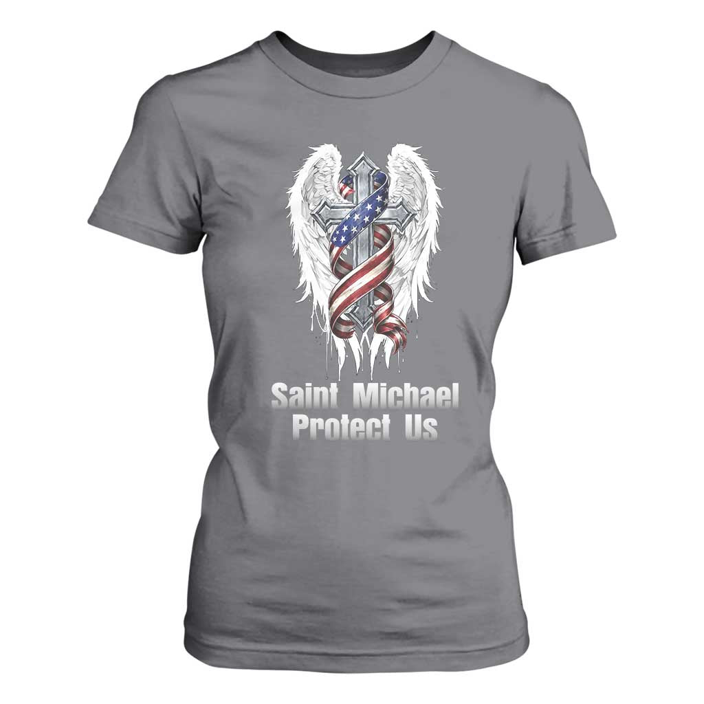 Saint Michael Protect Us American Christian Heritage T Shirt For Women Catholic Faith Gift