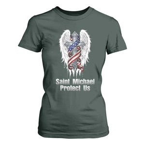 Saint Michael Protect Us American Christian Heritage T Shirt For Women Catholic Faith Gift