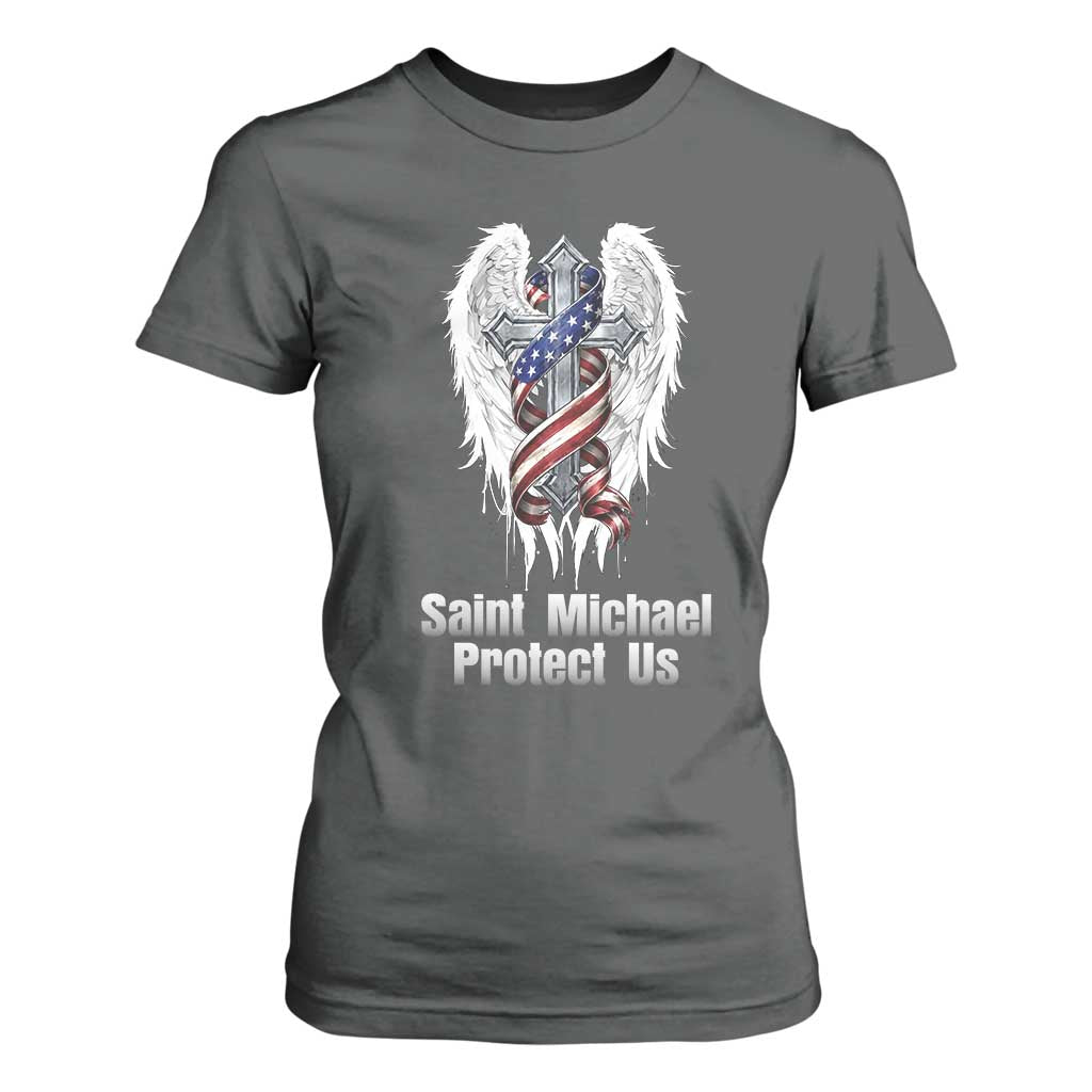 Saint Michael Protect Us American Christian Heritage T Shirt For Women Catholic Faith Gift