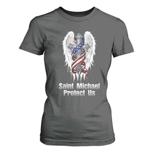 Saint Michael Protect Us American Christian Heritage T Shirt For Women Catholic Faith Gift