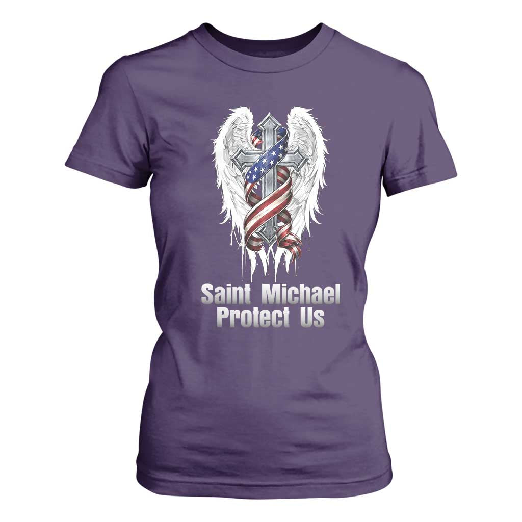 Saint Michael Protect Us American Christian Heritage T Shirt For Women Catholic Faith Gift