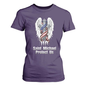 Saint Michael Protect Us American Christian Heritage T Shirt For Women Catholic Faith Gift