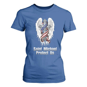 Saint Michael Protect Us American Christian Heritage T Shirt For Women Catholic Faith Gift