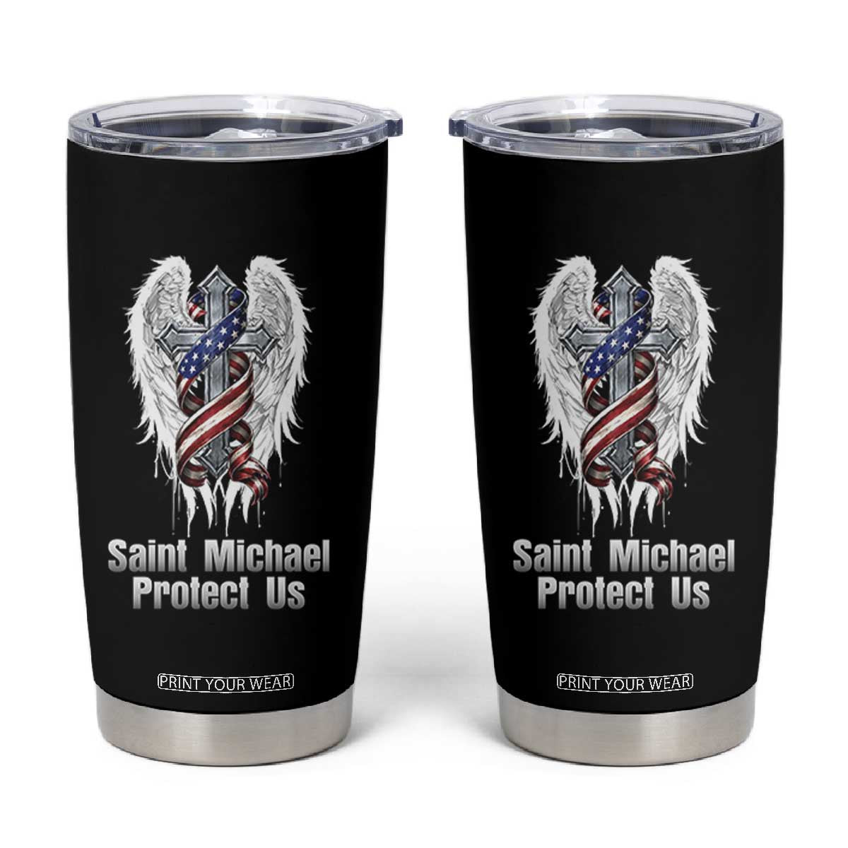 Saint Michael Protect Us American Christian Heritage Tumbler Cup Catholic Faith Gift