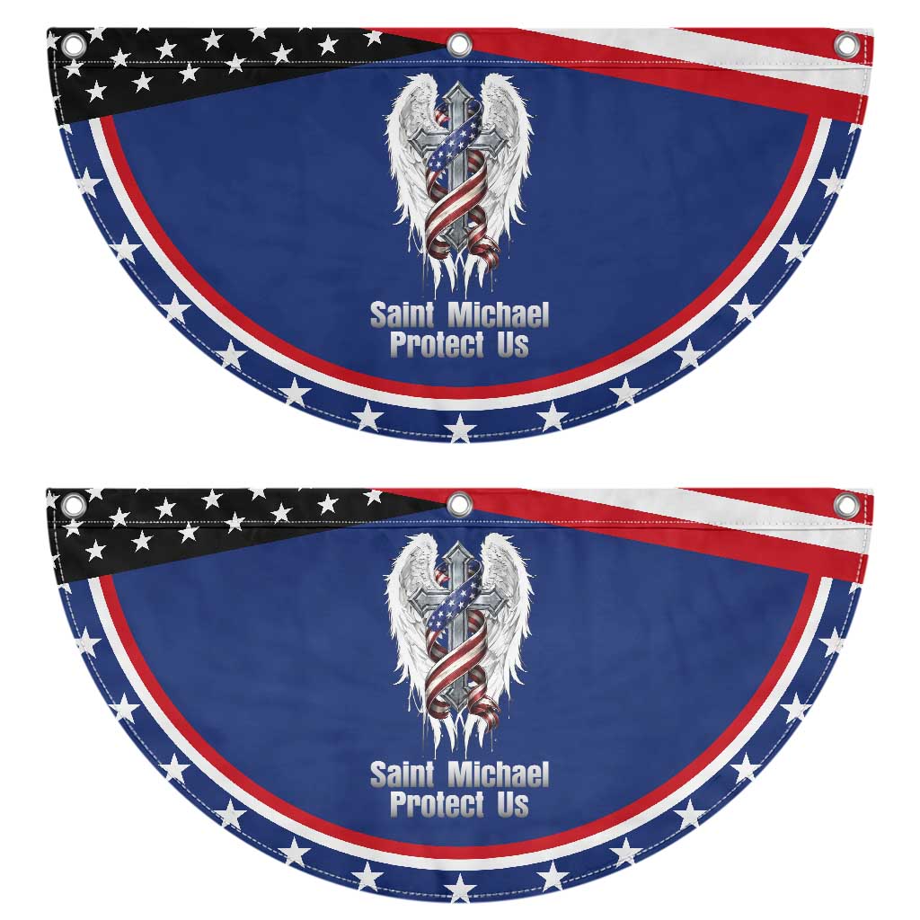 Saint Michael Protect Us American Christian Heritage Patriotic Fan Flag Catholic Faith Gift