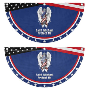 Saint Michael Protect Us American Christian Heritage Patriotic Fan Flag Catholic Faith Gift
