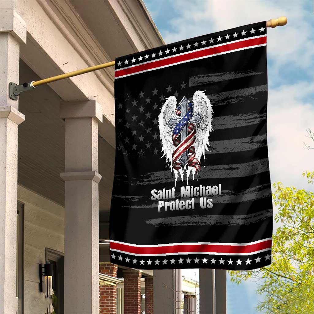 Saint Michael Protect Us American Christian Heritage Patriotic Garden Flag Catholic Faith Gift