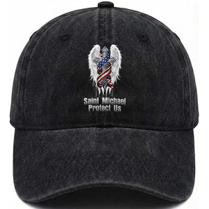 Saint Michael Protect Us American Christian Heritage Washed Cotton Baseball Cap Catholic Faith Gift