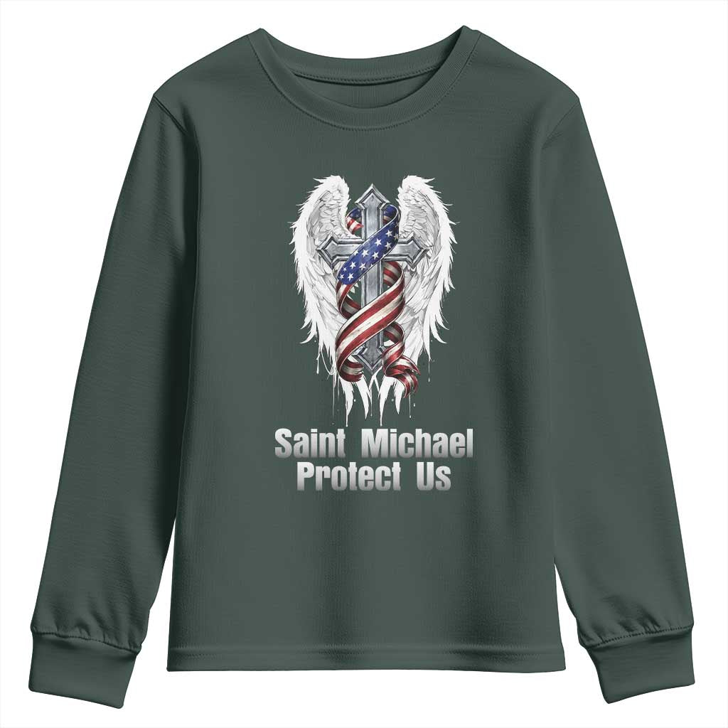Saint Michael Protect Us American Christian Heritage Youth Sweatshirt Catholic Faith Gift