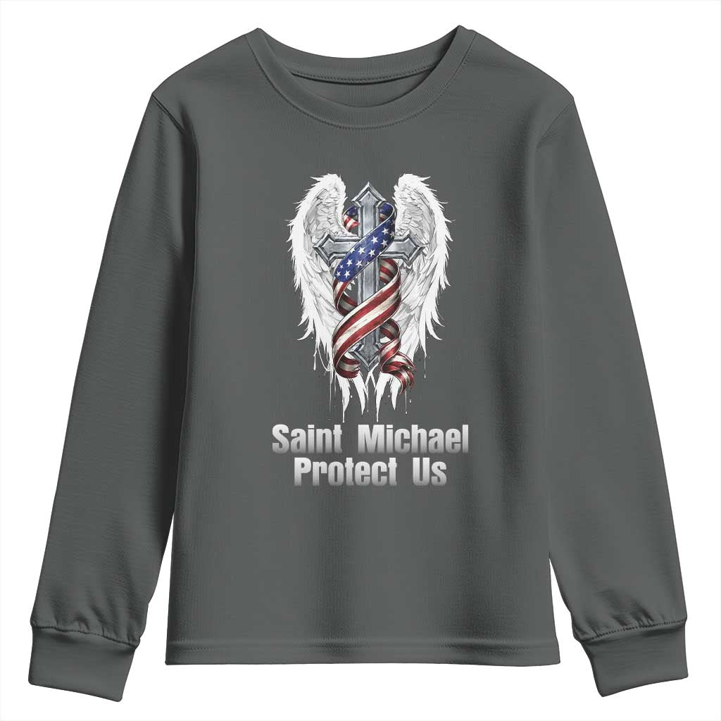 Saint Michael Protect Us American Christian Heritage Youth Sweatshirt Catholic Faith Gift