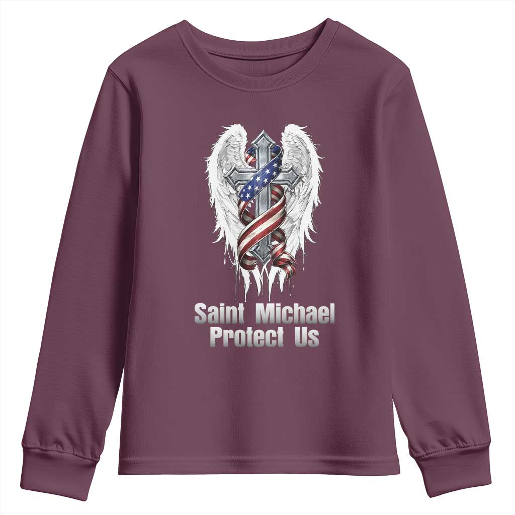 Saint Michael Protect Us American Christian Heritage Youth Sweatshirt Catholic Faith Gift