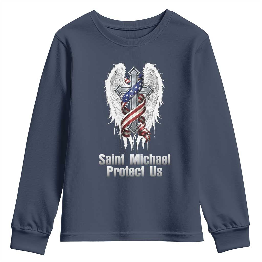 Saint Michael Protect Us American Christian Heritage Youth Sweatshirt Catholic Faith Gift